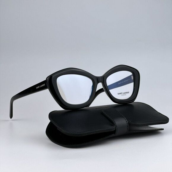 NEW Saint Laurent SL68OPT 001 Black Cat Eye Women Eyeglasses - Picture 3 of 15